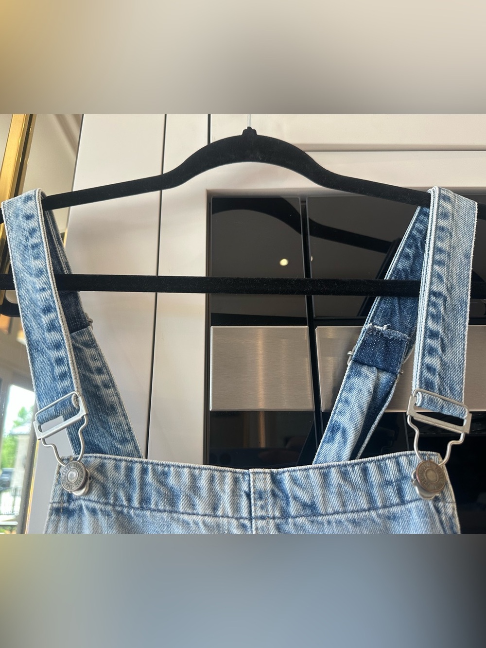 Zara Trafaluc Blue Light Wash Denim Distressed Boehmian Country Overalls- Size S - Picture 8 of 12